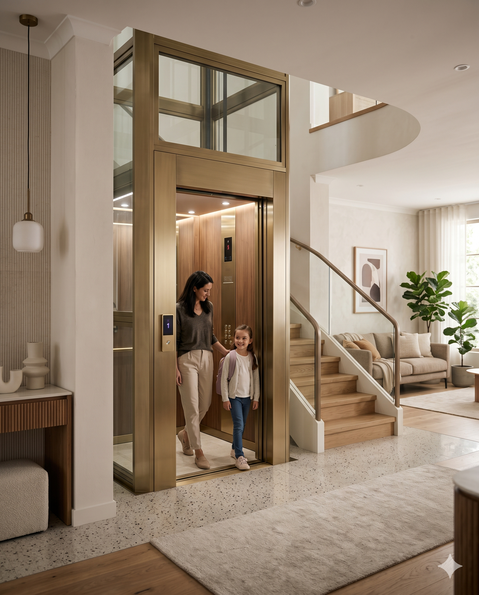 MRL residential elevators for duplex homes